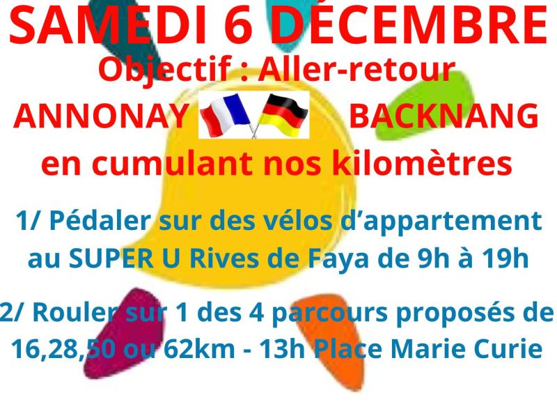 DEFI TÉLÉTHON « PÉDALONS ENSEMBLE POUR  LE TÉLÉTHON »